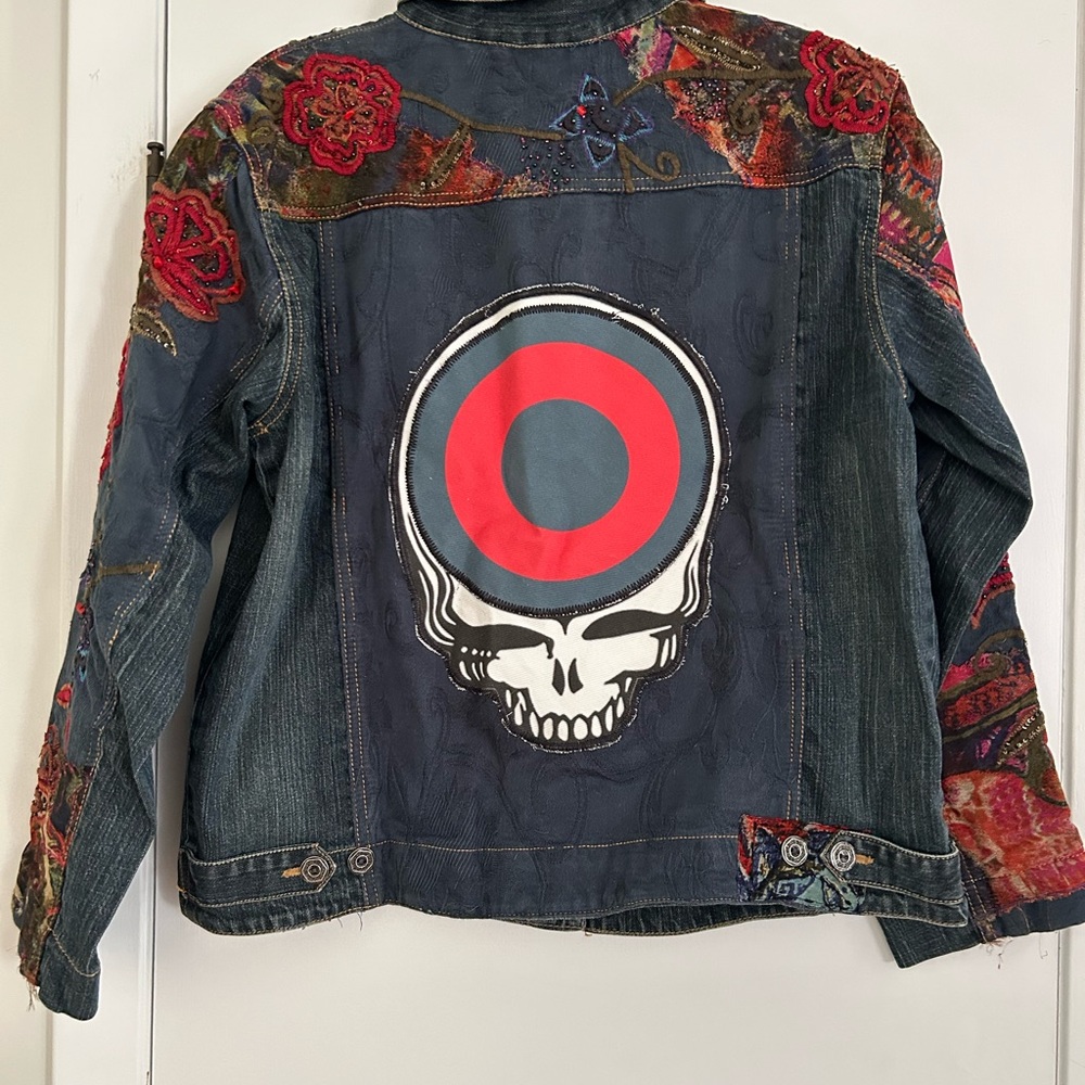 Upcycled Jacket w/ Grateful Dead Steal Your Face / Phish Donut Appliqué